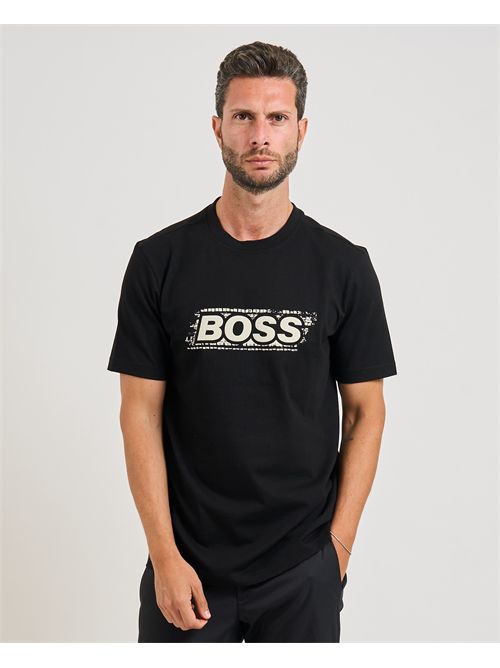 T-shirt Wheel uomo Boss nero in jersey BOSS | 50546381001