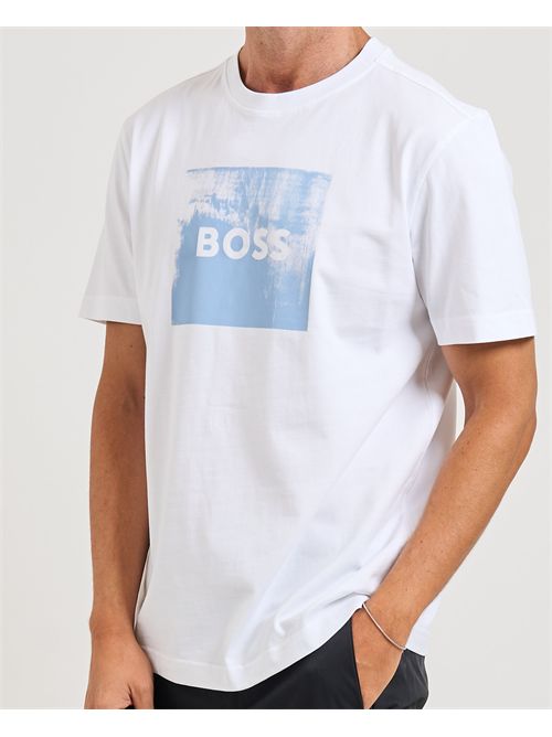 Wheel men's T-shirt Boss white in jersey BOSS | 50546381100