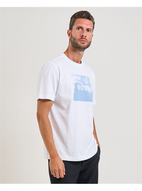 Wheel men's T-shirt Boss white in jersey BOSS | 50546381100