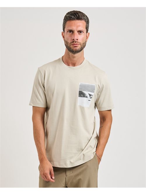T-shirt Container uomo Boss beige con artwork BOSS | 50546920271