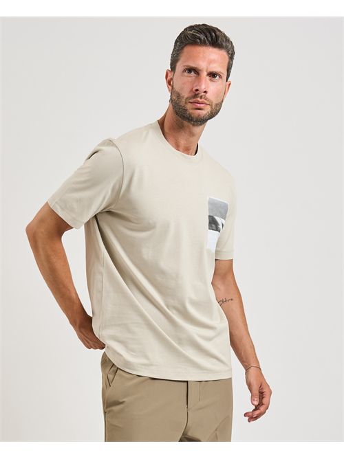 Container men's T-shirt Boss beige with artwork BOSS | 50546920271