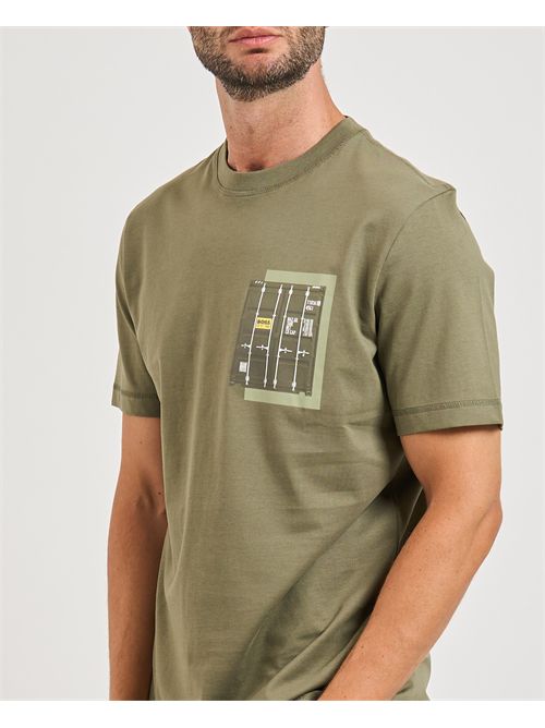Container men's T-shirt Boss green with artwork BOSS | 50546920342