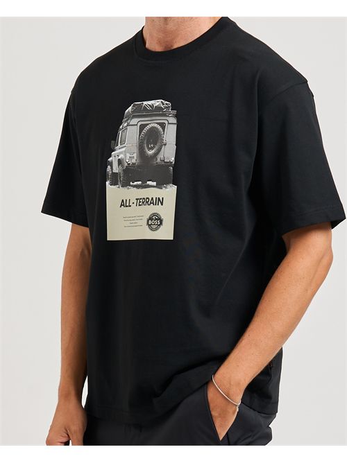 Wagon men's T-shirt Boss black with print BOSS | 50546958001