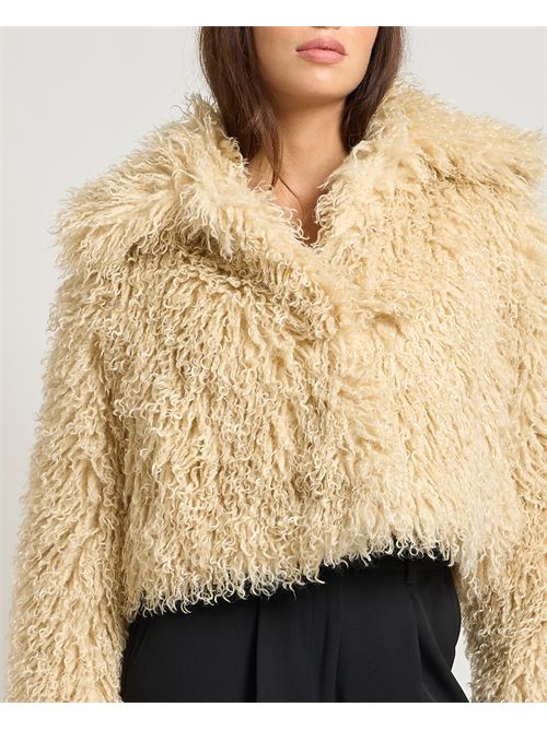 Cappotto cropped donna Boss in pelliccia mongola BOSS | 50547960750