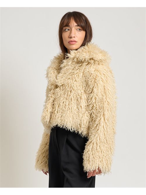 Cappotto cropped donna Boss in pelliccia mongola BOSS | 50547960750