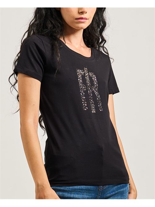 T-Shirt Slim Manica Corta Nera FRACOMINA | FP25WT3002J401N5053