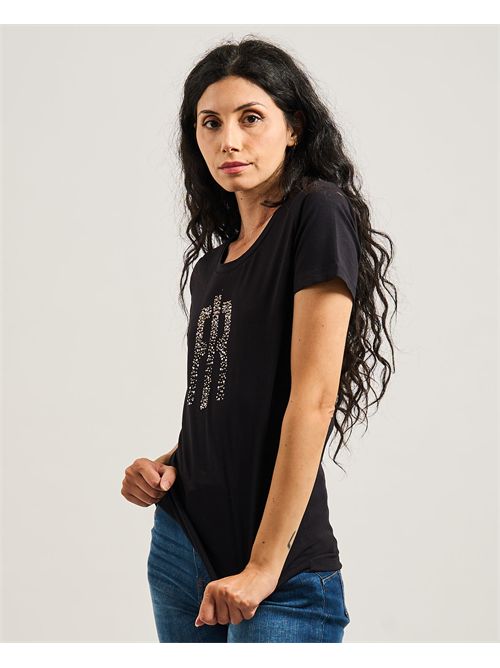 T-Shirt Slim Manica Corta Nera FRACOMINA | FP25WT3002J401N5053