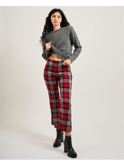 Gaudi women's cropped flared trousers with check pattern GAUDI | 521BD25027525020-01