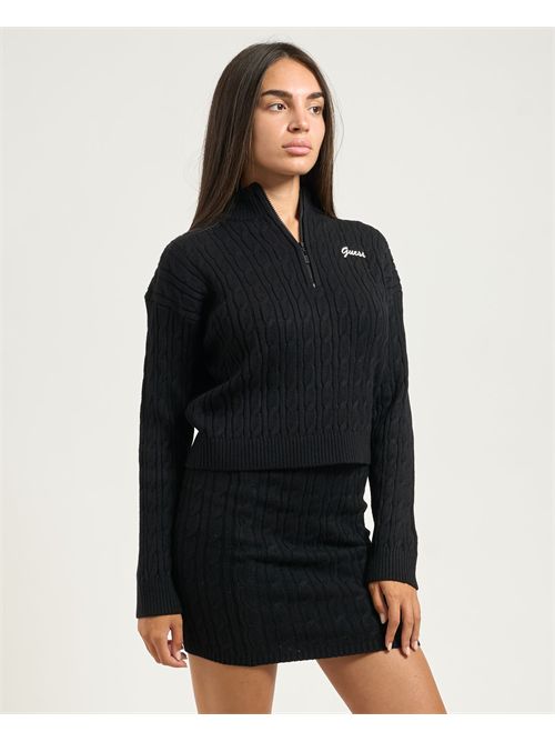 Guess Lavinia Half Zipped Cable sweater GUESS | V5BR02-Z0572JBLK
