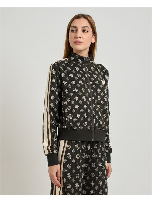 Felpa Peony fullzip donna Guess con logo all-over GUESS | V5YQ07-K0282FJ8C