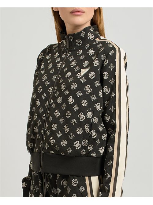 Felpa Peony fullzip donna Guess con logo all-over GUESS | V5YQ07-K0282FJ8C