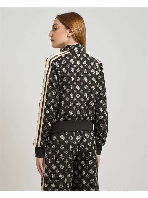 Felpa Peony fullzip donna Guess con logo all-over GUESS | V5YQ07-K0282FJ8C
