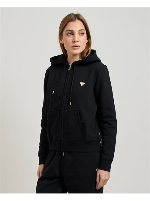 Felpa donna Guess Jeans fullzip GUESS | W4YQ03-KC811JBLK