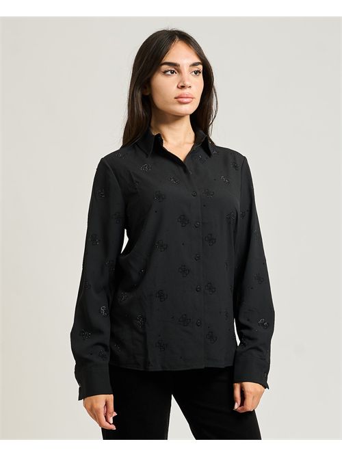 Camicia donna Guess con logo a strass GUESS | W5BH80-W2982JBLK