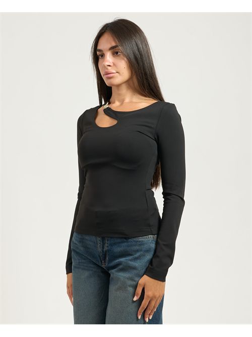 Guess long sleeve Eleanor Buckle Top GUESS | W5BP18-KC7M2JBLK