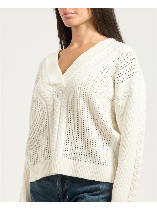 Guess Long sleeve V neck Etsuko Cable sweater GUESS | W5BR53-Z2ZK2G1O6
