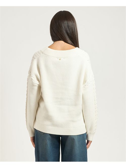 Guess Long sleeve V neck Etsuko Cable sweater GUESS | W5BR53-Z2ZK2G1O6