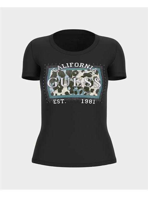 T-Shirt Animalier Boxy Print donna Guess GUESS | W5YI27-J1314JBLK