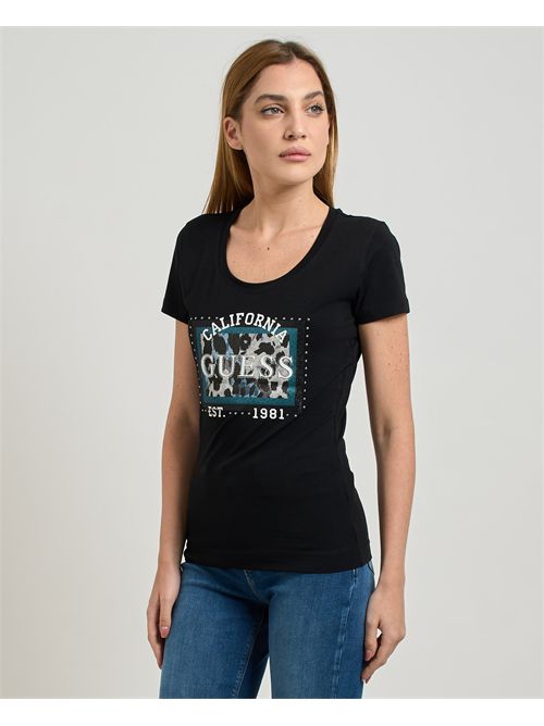 Guess Crew Neck short sleeve Animalier Boxy Print GUESS | W5YI27-J1314JBLK