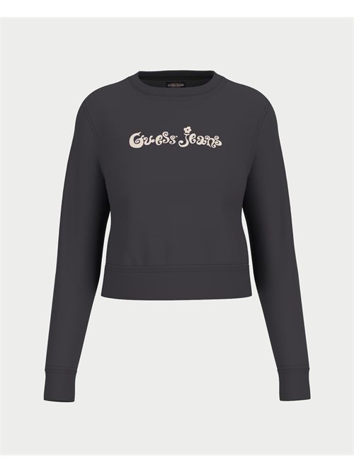 Felpa cropped con fiore donna Guess Jeans GUESS | W5YQ15-K68I4JBLK