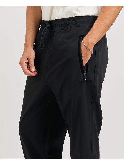 Pantaloni Gabri uomo Hugo neri in twill elasticizzato HUGO | 50541380001