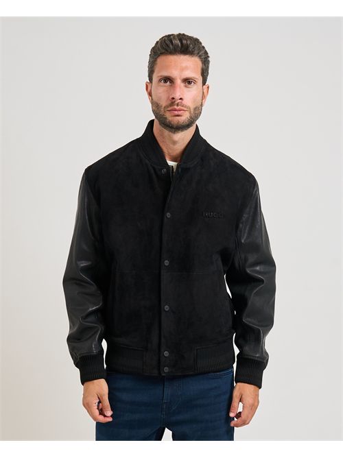 Giacca Laxe uomo Hugo nera in pelle scamosciata HUGO | 50541881001