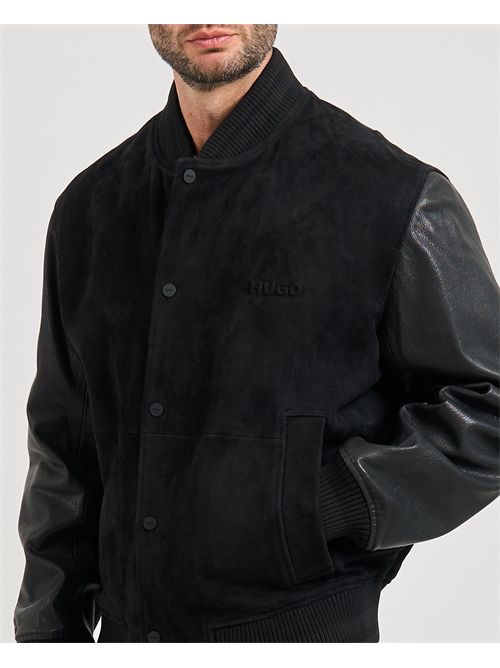 Giacca Laxe uomo Hugo nera in pelle scamosciata HUGO | 50541881001