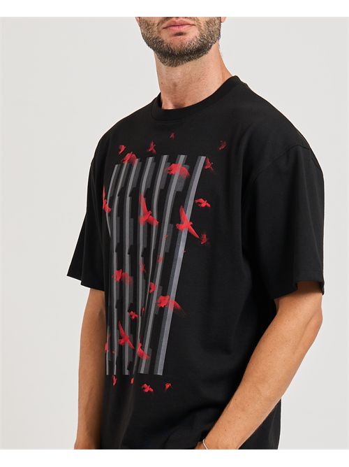 T-shirt Digraph uomo Hugo nera fantasia uccelli HUGO | 50542581001