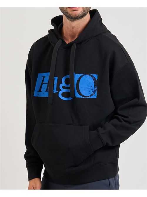 Felpa Nildi uomo Hugo nero con maxi logo HUGO | 50542796001