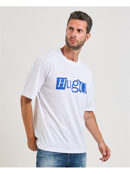 T-shirt Nugix uomo Hugo bianca con logo a contrasto HUGO | 50543485100