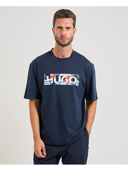 T-shirt Nugix uomo Hugo navy con logo a contrasto HUGO | 50543485415