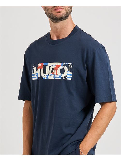 T-shirt Nugix uomo Hugo navy con logo a contrasto HUGO | 50543485415
