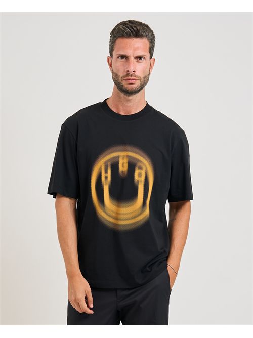 T-shirt Nalax uomo Hugo nera con logo sfumato HUGO | 50543493001