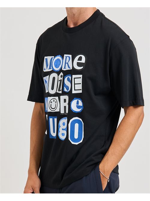T-shirt Notix uomo Hugo nera con slogan HUGO | 50543495001