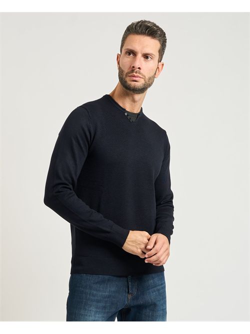 Settemezzo men's sweater with small V-neck collar SETTE/MEZZO | 750138-SLIM0010