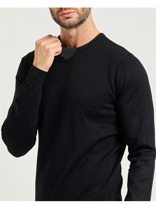 Settemezzo men's sweater with small V-neck collar SETTE/MEZZO | 750138-SLIM0030