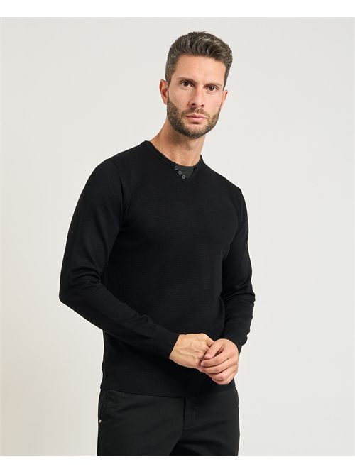 Settemezzo men's sweater with small V-neck collar SETTE/MEZZO | 750138-SLIM0030