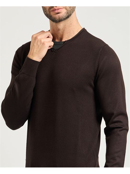 Settemezzo men's sweater with small V-neck collar SETTE/MEZZO | 750138-SLIM0230