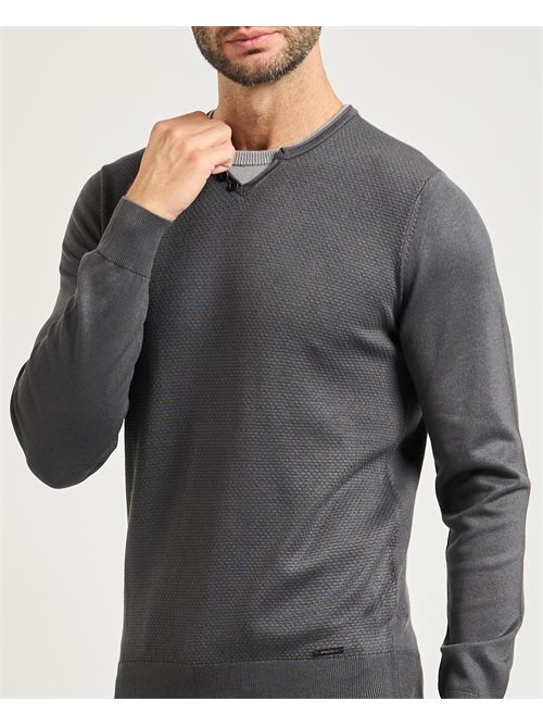 Settemezzo men's sweater with small V-neck collar SETTE/MEZZO | 750138-SLIM0258