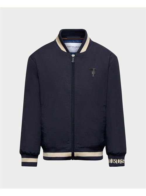 Giubbotto bambino Trussardi con bande a contrasto TRUSSARDI | TBA25053GBPEACOAT