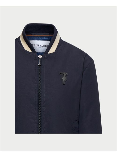 Giubbotto bambino Trussardi con bande a contrasto TRUSSARDI | TBA25053GBPEACOAT