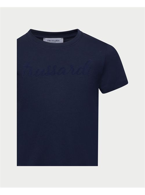 Trussardi boys' t-shirt with velvet logo TRUSSARDI | TGA25002TSPEACOAT